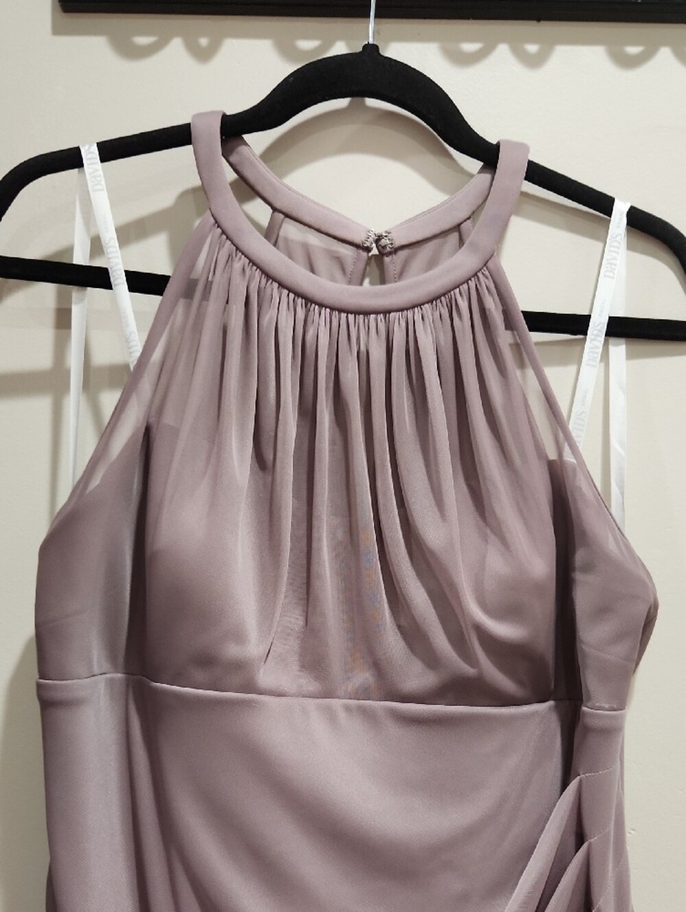 David's Bridal Elegant Mauve Halter Cocktail Dress Size 14 - Picture 5 of 12